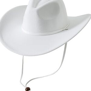Retro White Felt Wide Brim Western Cowboy/Cowgirl Hat